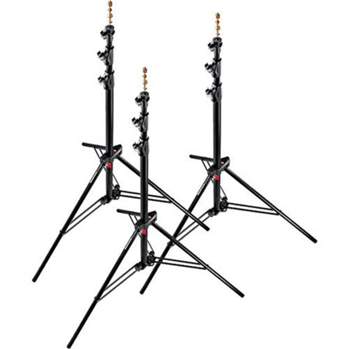 Manfrotto 1005BAC-3 Stativ Ranker – 3er-Pack, Alu, 10kg Traglast, 273cm Höhe, Luftfederung, Quick-Stack-System
