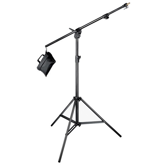 Manfrotto Boom Stand 420 (Black Anodized), 3-Section Stand Convertible to Double Extension Boom and Stand, with Sand Bag (#3397B)