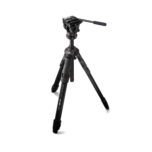 Manfrotto MKONEC-500X ONE CF with 500X Fluid Head - 60mm Flat Base with a 3/8-Inch Thread and XCHANGE Compatible