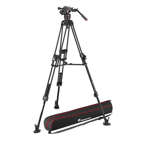 Manfrotto Nitrotech 608 Series Fluid Video Head with 645 Fast Twin Leg Aluminum Tripod & Mid-Level Spreader, 17.6 lb Capacity