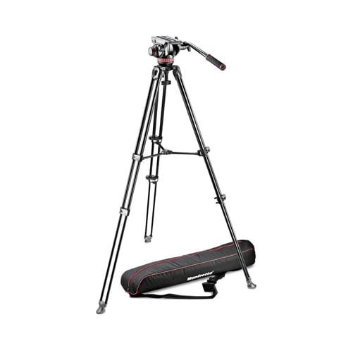 Manfrotto MVK502AM-1 Professional Fluid Video System Aluminum Tripod with Telescop Twin Leg (Black)