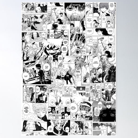 Manga Collage 3 Poster Wall Art, Modern Wall Decor For Living Room Bedroom, 16x24 UNFRAMED