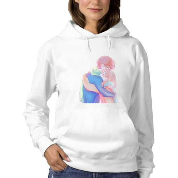 Manga Couple Soft Embrace Hoodie Women -Image by Shutterstock, Female XX-Large