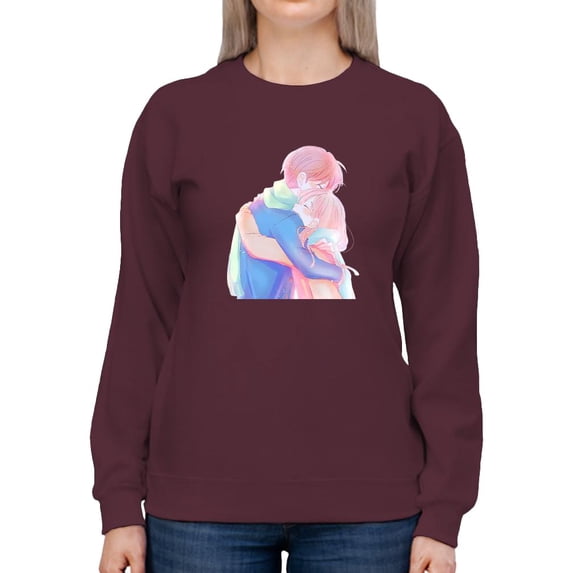 Manga Couple Soft Embrace Sweatshirt Women - Women Sweatshirt, 5XL