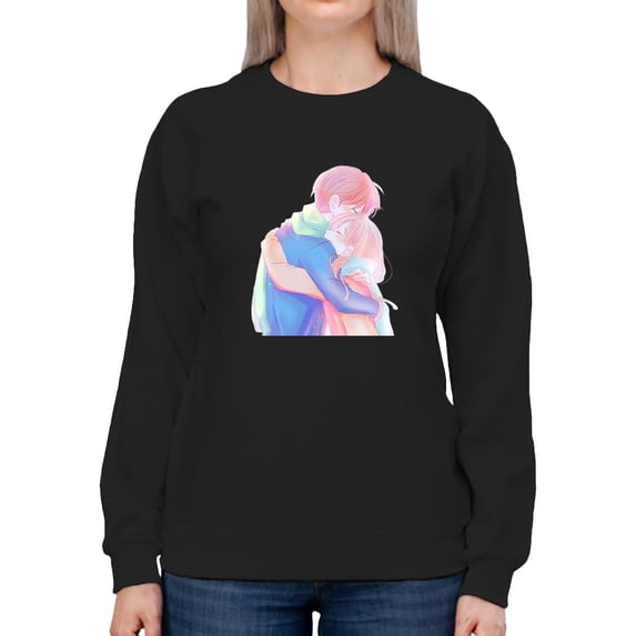 Manga Couple Soft Embrace Sweatshirt Women -Image by Shutterstock, Female Medium