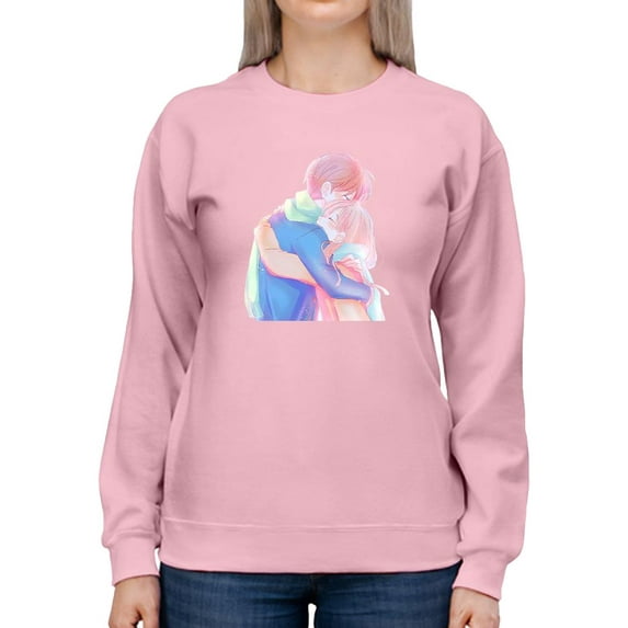 Manga Couple Soft Embrace Sweatshirt Women -Image by Shutterstock, Female x-Large