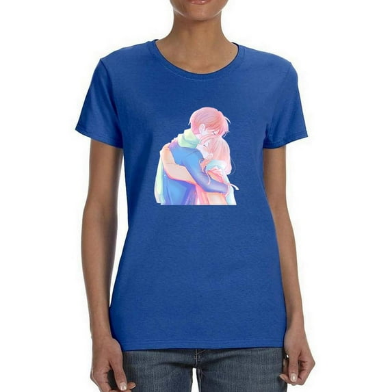 Manga Couple Soft Embrace T-Shirt Women -Image by Shutterstock, Female 4X-Large
