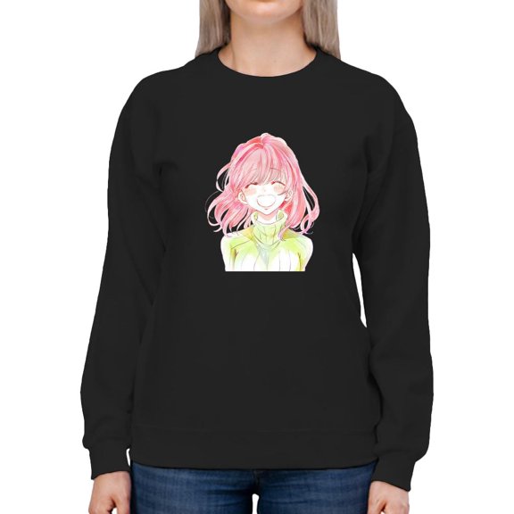 Manga Girl Cheerful Smile Sweatshirt Women -Image by Shutterstock, Female Small