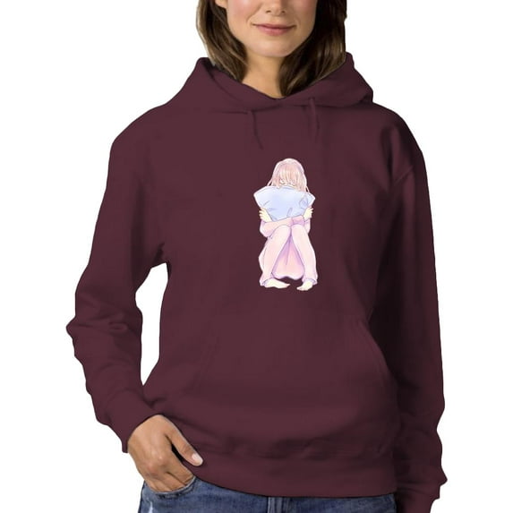 Manga Girl Daydream Pillow Hoodie Women - Women Hoodie, Large