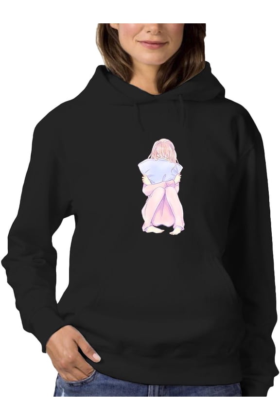 Manga Girl Daydream Pillow Hoodie Women -Image by Shutterstock, Female x-Large