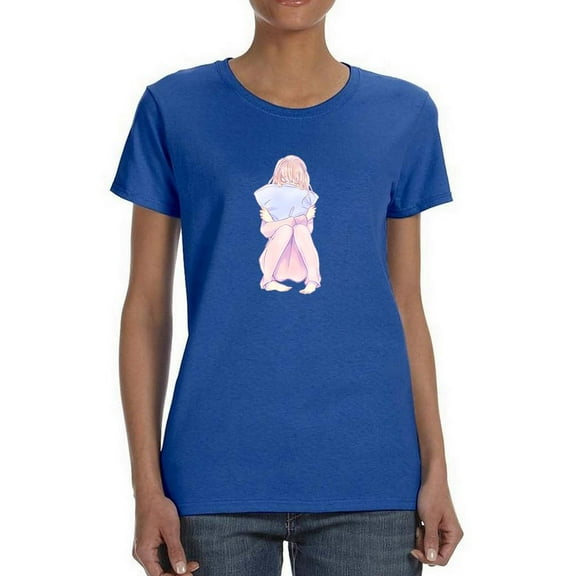 Manga Girl Daydream Pillow T-Shirt Women -Image by Shutterstock, Female Large