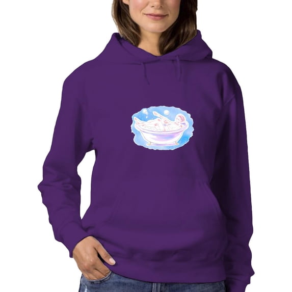 Manga Girl In Bathtub Hoodie Women -Image by Shutterstock, Female 4X-Large