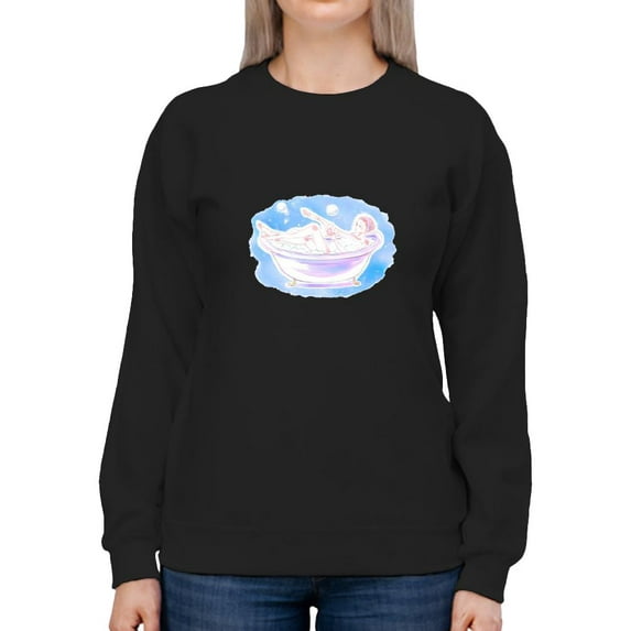 Manga Girl In Bathtub Sweatshirt Women -Image by Shutterstock, Female 5X-Large
