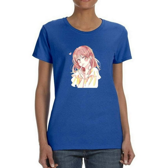 Manga Girl Pretty Counfused T-Shirt Women -Image by Shutterstock, Female 3X-Large