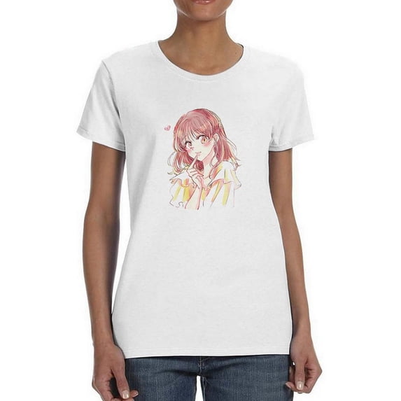 Manga Girl Pretty Counfused T-Shirt Women -Image by Shutterstock, Female 3X-Large