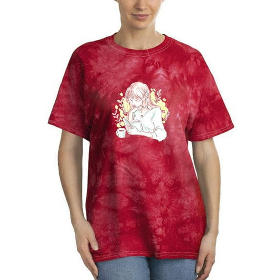 Manga Girl Reading Book Tie Dye Crystal Women -Image by Shutterstock, Female x-Large