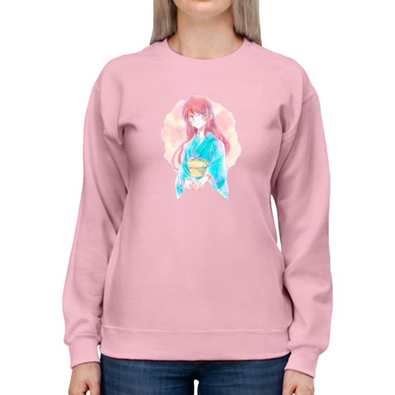 Manga Girl W Aqua Kimono Sweatshirt Women -Image by Shutterstock, Female x-Large