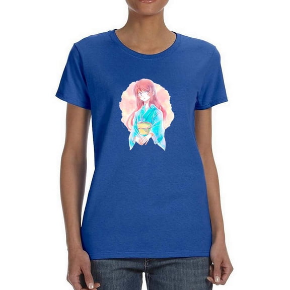 Manga Girl W Aqua Kimono T-Shirt Women -Image by Shutterstock, Female Large