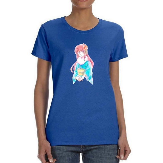Manga Girl W Kimono T-Shirt Women -Image by Shutterstock, Female Large
