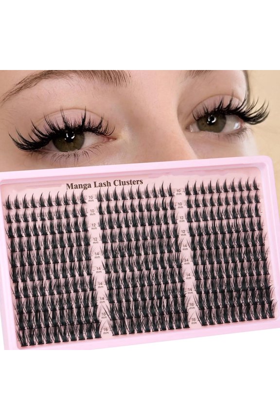 Manga Lash Clusters Natural Wispy 300 Pcs Fairy Eyelash Clusters 10-16mm Fluffy Cluster Eyelash Extensions Anime Cosplay No Plastic Feel Individual Lash Extension CC Curve