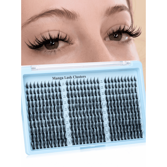Manga Lash Clusters Natural Wispy 300 Pcs Fairy Eyelash Clusters 10-16mm Fluffy Cluster Eyelash Extensions Anime Cosplay No Plastic Feel Individual Lash Extension CC Curve