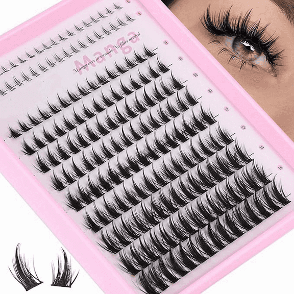 Manga Lash Clusters Wispy Eyelash Clusters DIY Anime Lash Extension with 5-6mm Bottom Lash Clusters and 8-16mm Cluster Eyelash Extensions 175Pcs Spiky Lashes Clusters D-Curly Individual Lashes