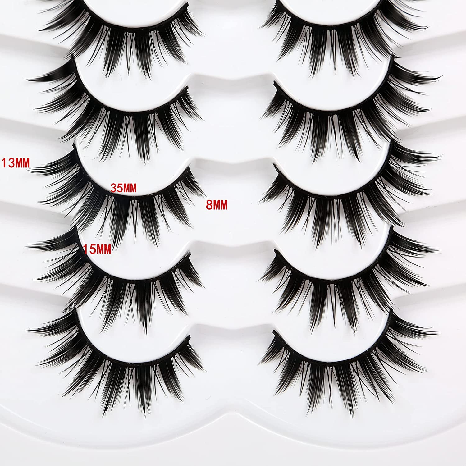 Manga Lashes False Eyelashes Doll Eye Natural Anime Lashes 8D Spiky Wispy Thick Eye Lash Strips 7 Pairs Pack