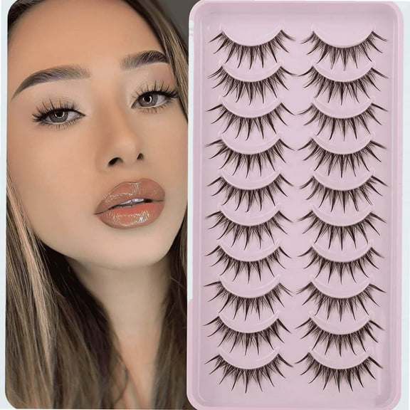 Manga Lashes Natural Look Wispy False Eyelashes Anime Spiky Eyelashes 10 Pairs for Spikey Wet Lash Look by