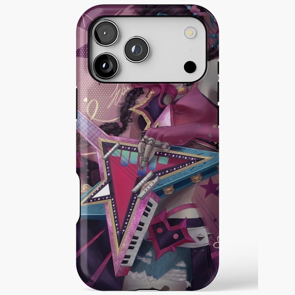 Manga Rocker Girl Guitar MusicPhone Case for iPhone 11 to 17 Pro Max