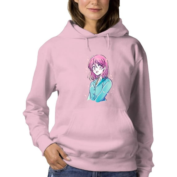 Manga Schoolgirl Grinning Hoodie Women -Image by Shutterstock, Female 3X-Large