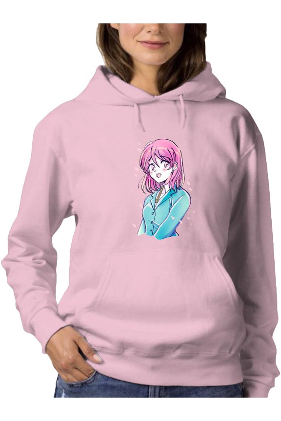Manga Schoolgirl Grinning Hoodie Women - Women Hoodie, 4XL