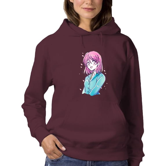 Manga Schoolgirl Grinning Hoodie Women -Image by Shutterstock, Female x-Large