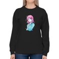 thumbnail image 1 of Manga Schoolgirl Grinning Sweatshirt Women -Image by Shutterstock, Female Medium, 1 of 4