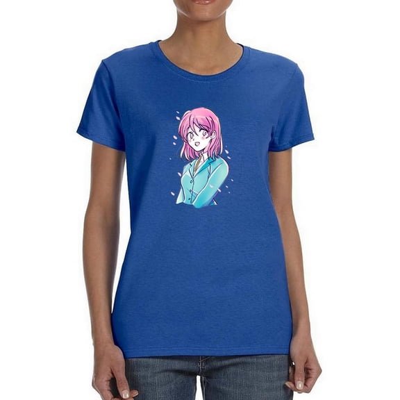 Manga Schoolgirl Grinning T-Shirt Women -Image by Shutterstock, Female XX-Large