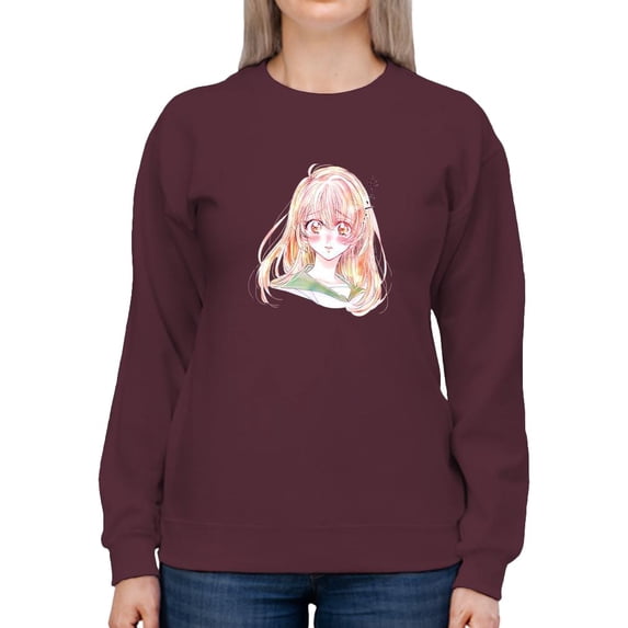 Manga Schoolgirl Kyun? Sweatshirt Women -Image by Shutterstock, Female x-Large