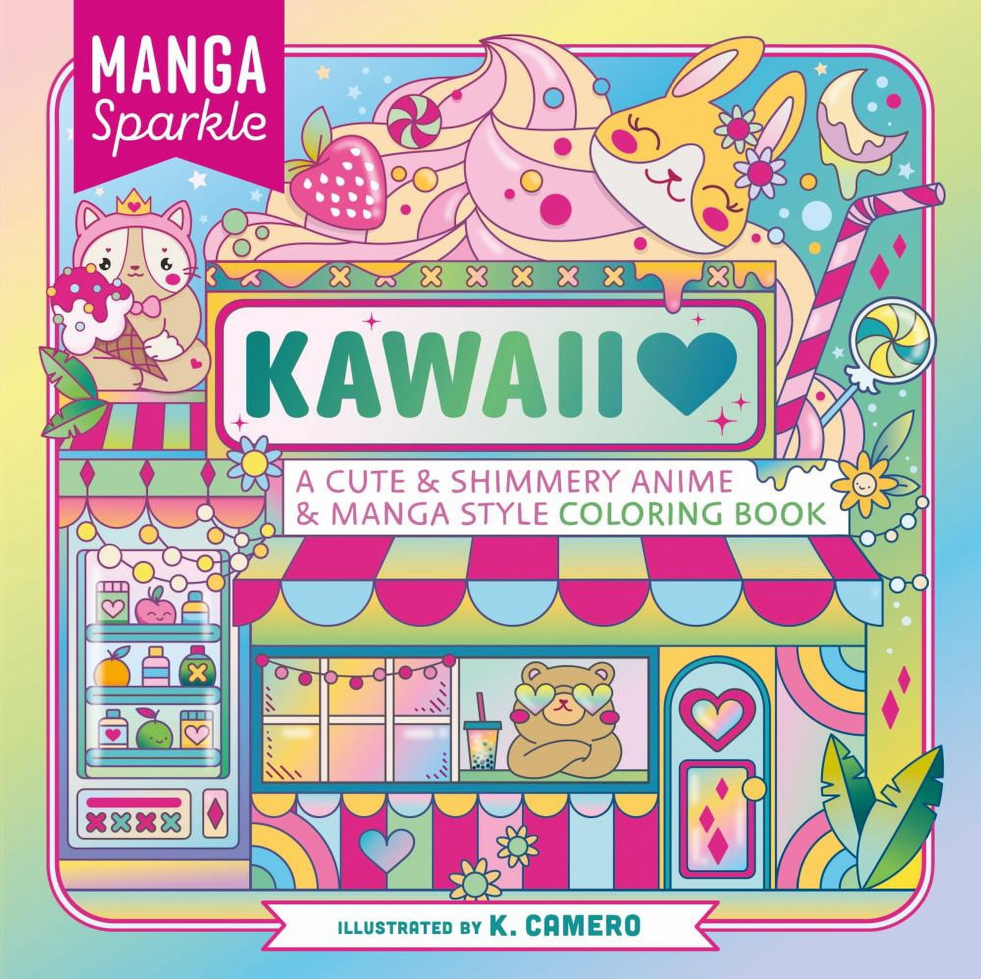 Manga Sparkle: Kawaii : A Cute & Shimmery Anime & Manga Style Coloring Book (Paperback ...