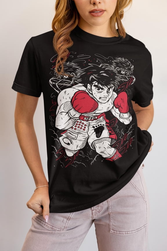 Manga Sport Anime Graphic Shirt, 90s Inspired Boxing Style Illustration Art Tee Unisex Cotton T-Shirt, Size S-5XL