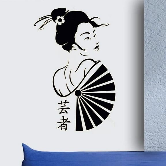 Manga Vinyl Sticker Oriental Girl Japan Anime Japanese Decor Japanese Murals Wallpaper 42x64cm