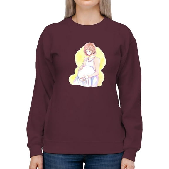 Manga Woman Calm Pregnant Sweatshirt Women -Image by Shutterstock, Female 4X-Large