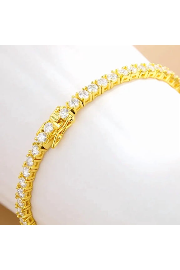 10Ct Round 4mm Diamond Womens Tennis Bracelet 14K Yellow Gold Plated