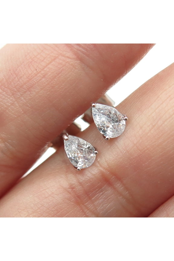 Mangal Jewels 3 Ct Pear Cut 4mm Diamond Solitaire Womens Stud Earrings 14k White Gold Finish