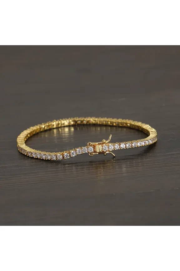 Women Tennis 7.5" Bracelet 10Ct Round Diamond 14K Yellow Gold Plated
