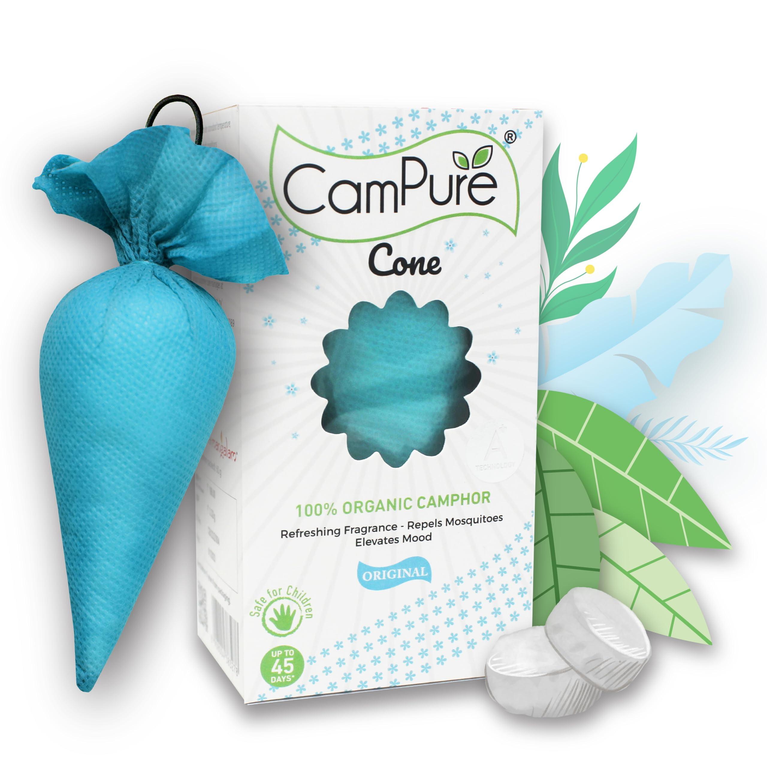 Mangalam Campure Camphor Cone (Original) Pack Of 4 - Room, Car And Air Freshener & Mosquito Repellent, Bar