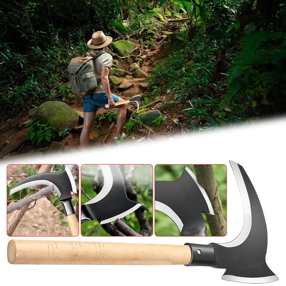 Manganese Steel Double-Edged Sickle for Gardening, Usupdd High Tensile Multifunctional Sickle for Weeding, 2.8mm Thick Rustproof Cutting Tool for Grass Trees Firewood