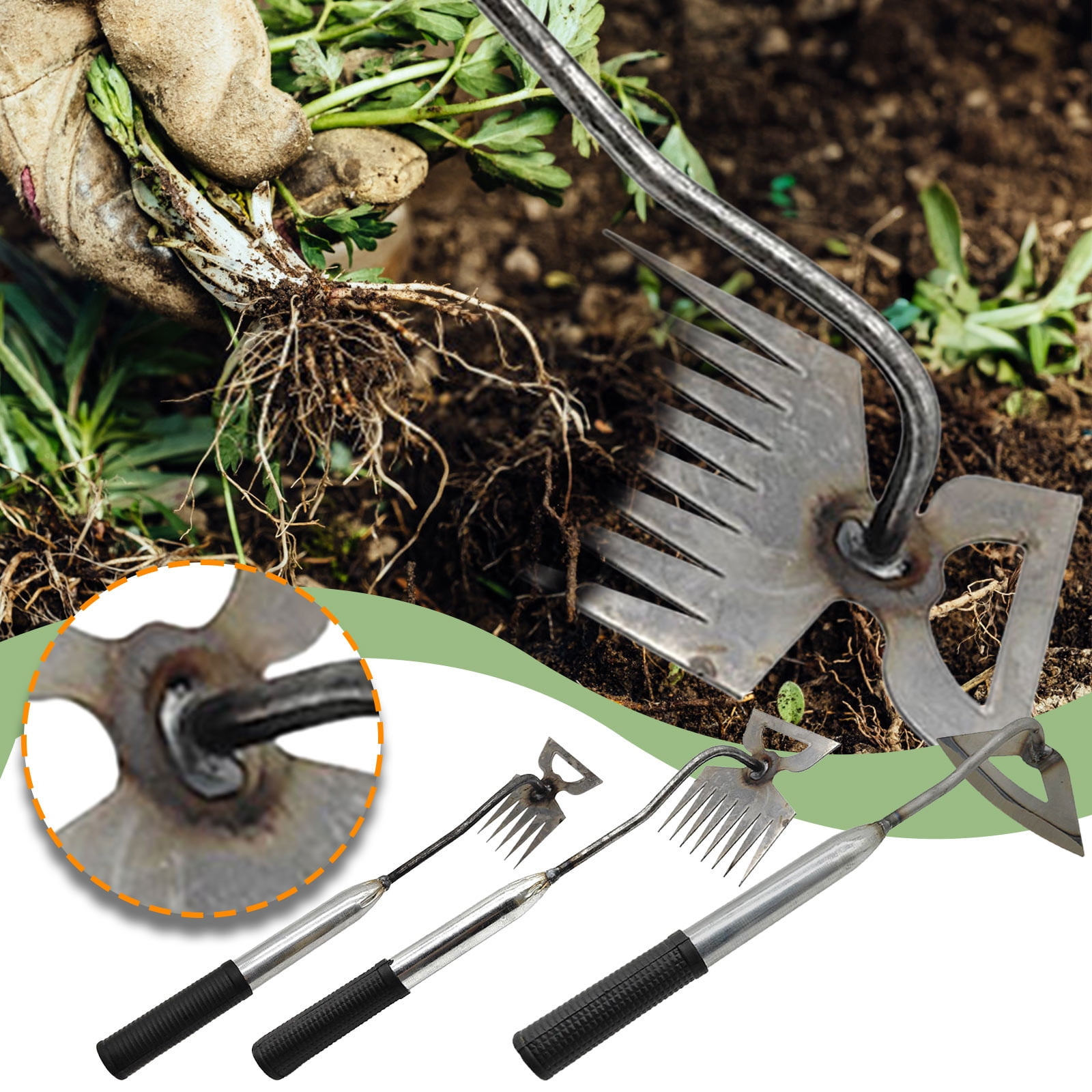 Manganese Steel Gardening Hand Weeder Tool with Extended Handle for ...