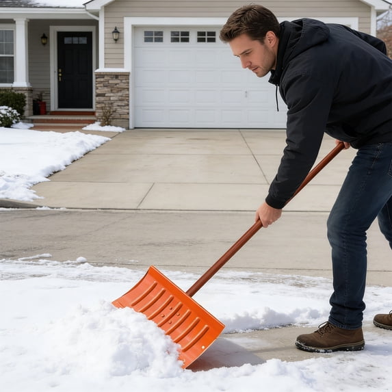 Manganese Steel Snow Shovel - Heavy-Duty Outdoor Ice Tool, Sharp Durable Blade, Sturdy Wooden Handle, Ergonomic Design, Suitable for Driveway Snow Cleaning, Corrosion-Resistant, 1pc