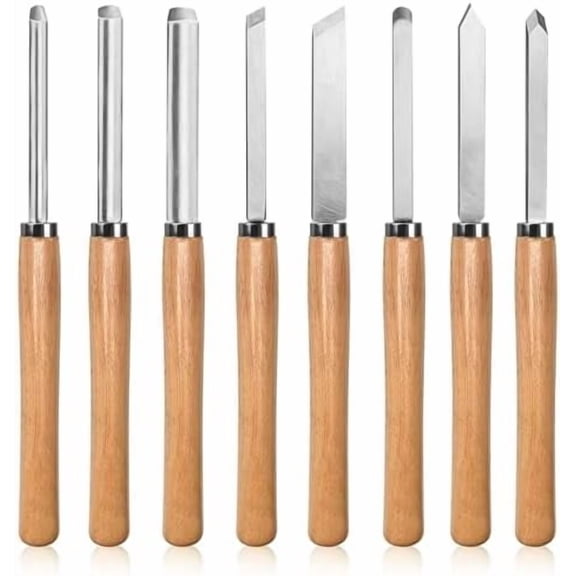Manganese Steel Wood Turning Tool Set, 8 Pieces with Hardwood Handles$$Tools & Hardware Other