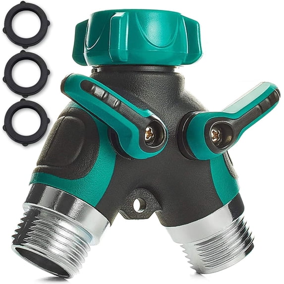 Mangchuang Garden Hose Splitter, 2 Way Heavy Duty Water Hose Splitter, Outdoor Faucet, Y Connector Garden Hose Adapter with Rubber Washers