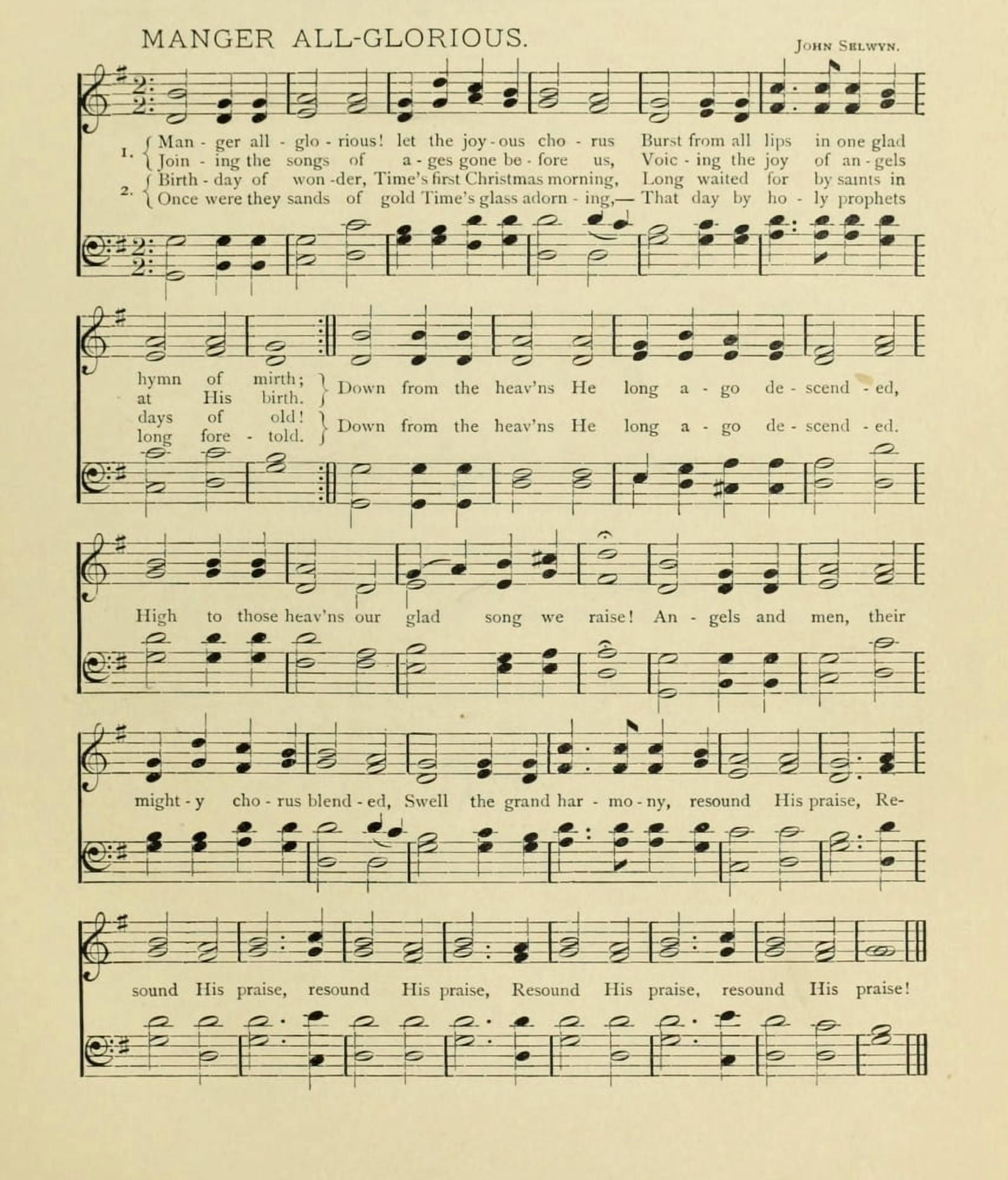 Manger All-glorious Christmas in Song 1891 Canvas Art - (18 x 24)