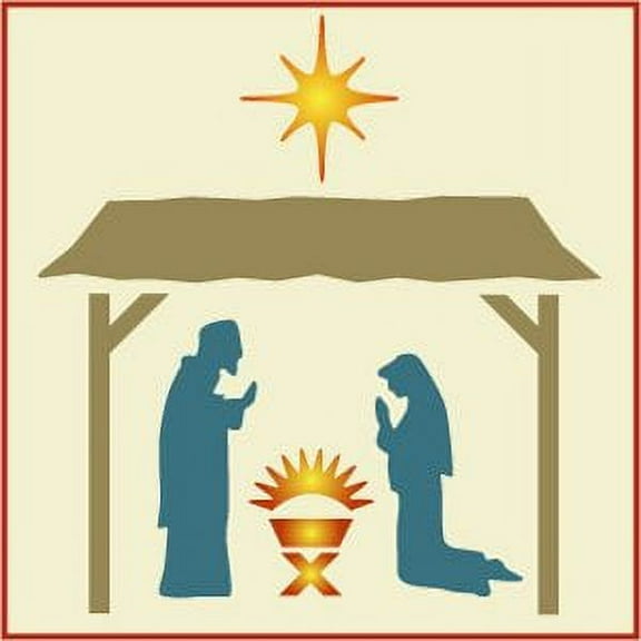 Manger Scene Stencil - Holiday Decoration Stencil for Painting Christmas Cards Ornaments Winter Art DIY Art & Craft Reusable Sturdy Flexible Template 10 mil Plastic Mylar - The Artful Stencil